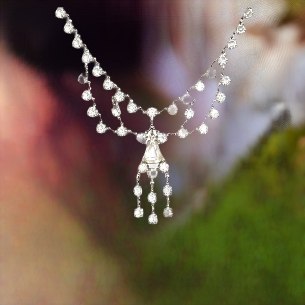 Antique art Deco nouveau rock crystal chandelier necklace
