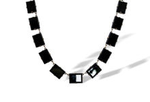 Load image into Gallery viewer, Rare antique art deco sterling silver open back faceted black onyx glass necklace
