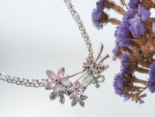 Load image into Gallery viewer, Vintage purple rhinestone flower assemblage necklace

