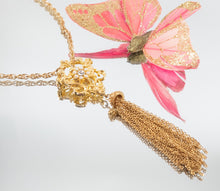Load image into Gallery viewer, Vintage handmade floral chain tassel assemblage necklace
