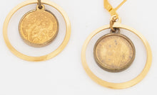 Load image into Gallery viewer, Vintage handmade religious gold hoops Catholic Virgin Mary dangle hoop earrings
