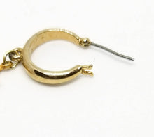 Load image into Gallery viewer, Dainty handmade vintage gold white enamel cross hoop dangle mismatched earrings

