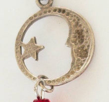 Load image into Gallery viewer, Antique boho skeleton key necklace with moon and star charm
