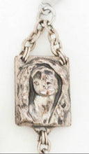 Load image into Gallery viewer, Vintage handmade rhinestone heart Blessed Mother Jesus dangle earrings, Catholic
