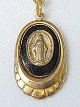 Load image into Gallery viewer, Vintage gold filled Miraculous medal assemblage necklace on krinkle chain

