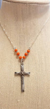 Load image into Gallery viewer, Vintage ornate sterling silver cross with French Fleur-de-lis necklace
