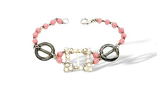 Load image into Gallery viewer, Vintage rhinestone pink beaded abalone assemblage buckle bracelet
