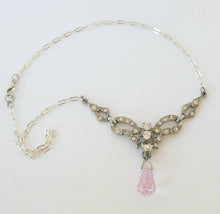 Load image into Gallery viewer, Handmade vintage art deco style purple crystal briolette assemblage drop necklace necklace
