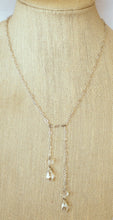 Load image into Gallery viewer, Handmade art deco style clear AB crystal briolette teardrop necklace on krinkle chain
