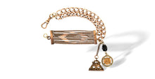 Load image into Gallery viewer, Antique gold filled watch chain bracelet with Scared Heart charm and fob seal, handmade
