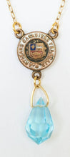 Load image into Gallery viewer, Dainty vintage handmade religious blue crystal drop assemblage necklace
