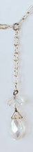Load image into Gallery viewer, Handmade art deco style clear AB crystal briolette teardrop necklace on krinkle chain
