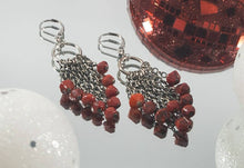 Load image into Gallery viewer, Handmade vintage red beaded chain fringe dangle earrings
