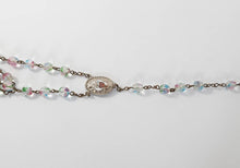 Load image into Gallery viewer, Rare vintage rainbow iris crystal enamel Sacred Heart of Jesus rosary Catholic

