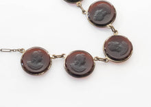 Load image into Gallery viewer, Antique art deco red intaglio glass cameo necklace
