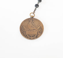 Load image into Gallery viewer, Antique 1870s French bronze Marianne medal assemblage necklace, handmade
