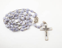 Load image into Gallery viewer, Rare Vintage Lourdes Legatura Alpaca Brevetto lilac bubble bead rosary necklace
