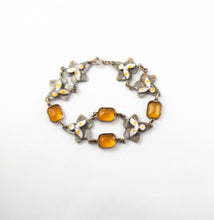 Load image into Gallery viewer, Antique citrine Czech glass stones enamel art deco Max Neiger bracelet gifts for her
