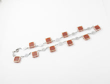 Load image into Gallery viewer, Vintage art deco carnelian glass silver tone link necklace
