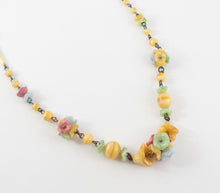 Load image into Gallery viewer, Vintage art Deco flower Czech glass necklace uranium vaseline glass jewelry
