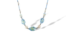 Load image into Gallery viewer, Uranium vaseline beaded blue glass necklace vintage art deco jewelry
