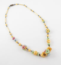 Load image into Gallery viewer, Vintage art Deco flower Czech glass necklace uranium vaseline glass jewelry

